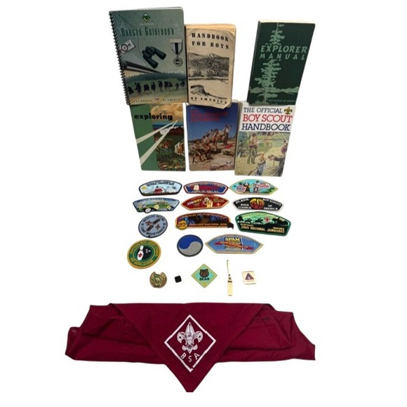 Vintage BOY SCOUT BSA Boy Scouts of America Bundle Books Patches Accessories